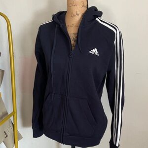 Adidas Women's Navy Zip-Up Hoodie